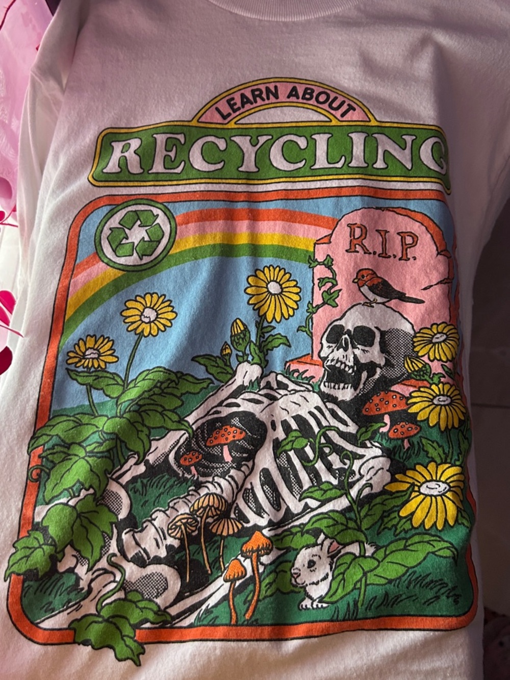 Whimsy- Spencer’s shirt skeleton on a garden